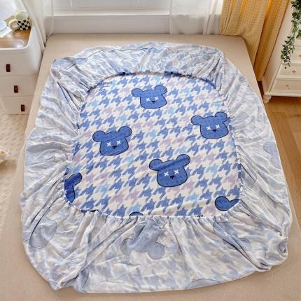 91家纺网 家纺一手货源 找家纺 金鑫汇 2022新款牛奶绒四件套系列-单床笠 绅士熊-兰