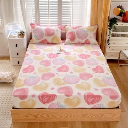 金鑫汇 2022新款牛奶绒四件套系列-单床笠 粉波波