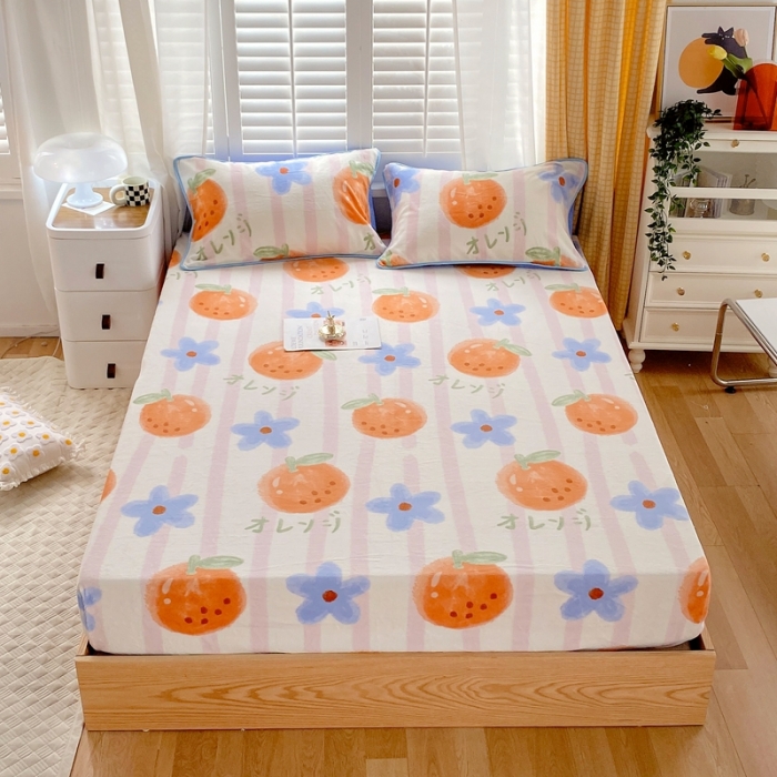 91家纺网 家纺一手货源 找家纺 金鑫汇 2022新款牛奶绒四件套系列-单床笠 甜橙-粉