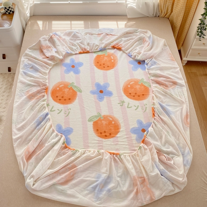 91家纺网 家纺一手货源 找家纺 金鑫汇 2022新款牛奶绒四件套系列-单床笠 甜橙-粉