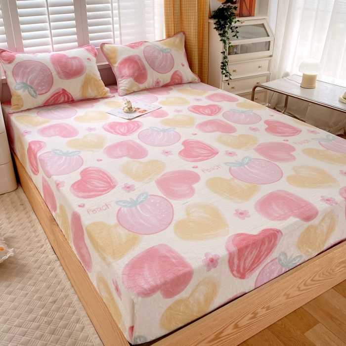 91家纺网 家纺一手货源 找家纺 金鑫汇 2022新款牛奶绒四件套系列-单枕套 粉波波