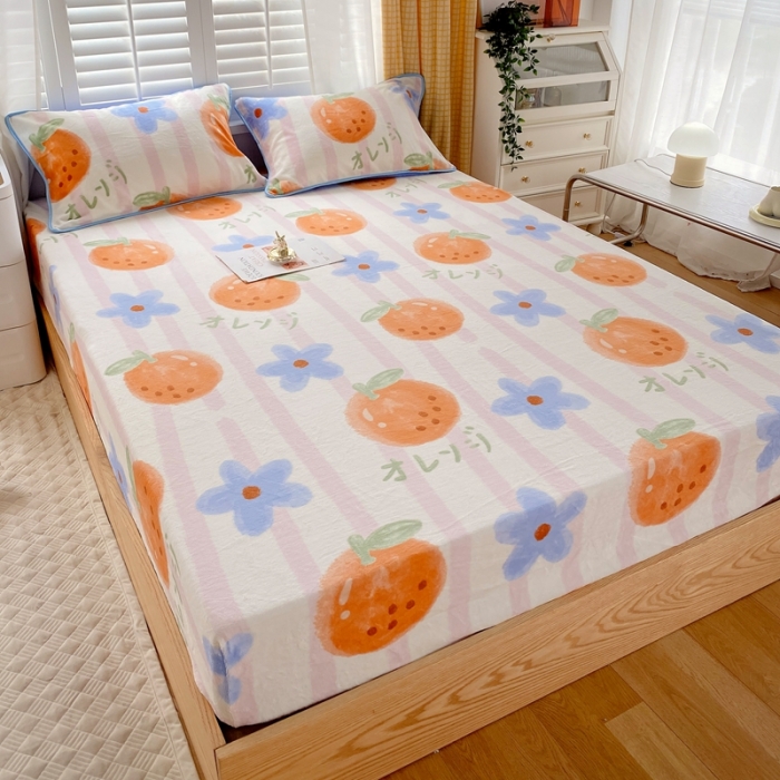 91家纺网 家纺一手货源 找家纺 金鑫汇 2022新款牛奶绒四件套系列-单枕套 甜橙-粉