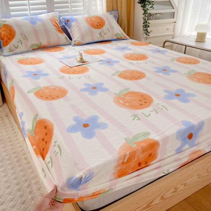 91家纺网 家纺一手货源 找家纺 金鑫汇 2022新款牛奶绒四件套系列-单枕套 甜橙-粉