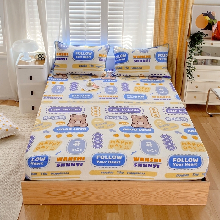 91家纺网 家纺一手货源 找家纺 金鑫汇 2022新款牛奶绒四件套系列-单枕套 幸运熊-兰