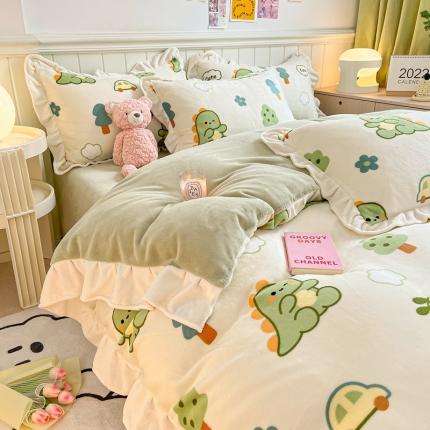 91家纺网 家纺一手货源 找家纺 （总）川悦生活 2022新款韩版花边牛奶绒四件套