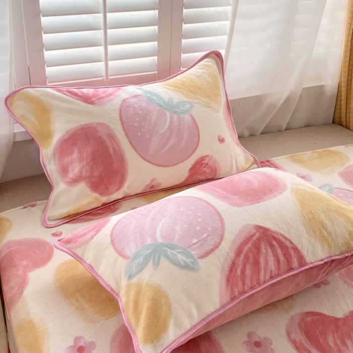 91家纺网 家纺一手货源 找家纺 金鑫汇 2022新款牛奶绒四件套系列 粉波波