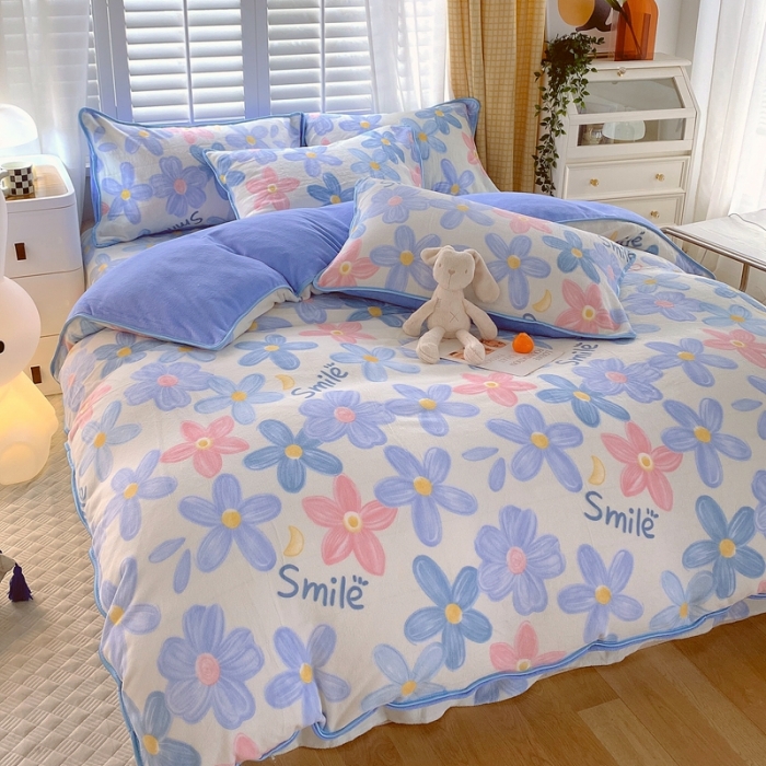 91家纺网 家纺一手货源 找家纺 金鑫汇 2022新款牛奶绒四件套系列 情人恰恰