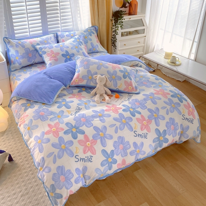 91家纺网 家纺一手货源 找家纺 金鑫汇 2022新款牛奶绒四件套系列 情人恰恰