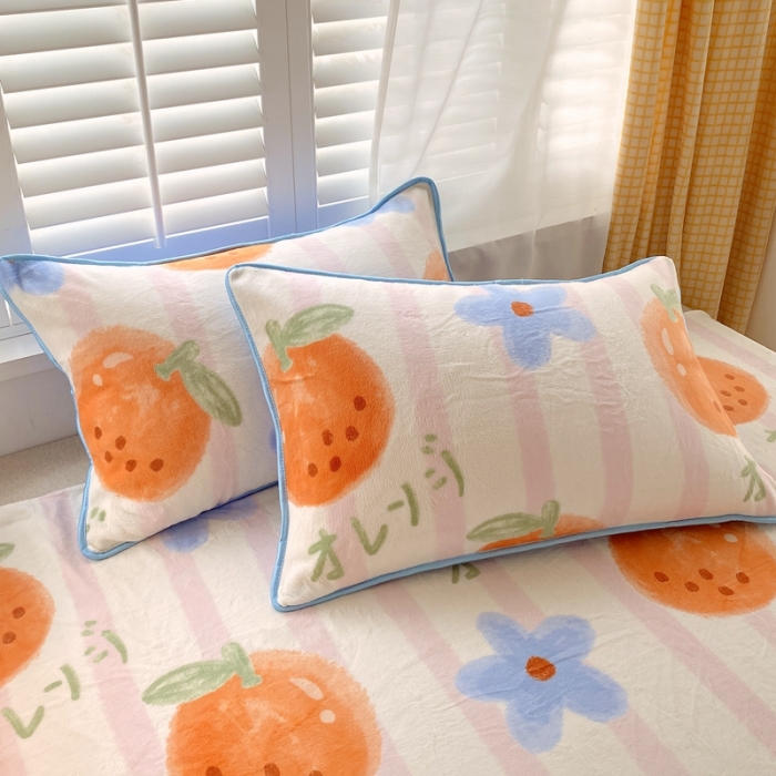 91家纺网 家纺一手货源 找家纺 金鑫汇 2022新款牛奶绒四件套系列 甜橙-粉