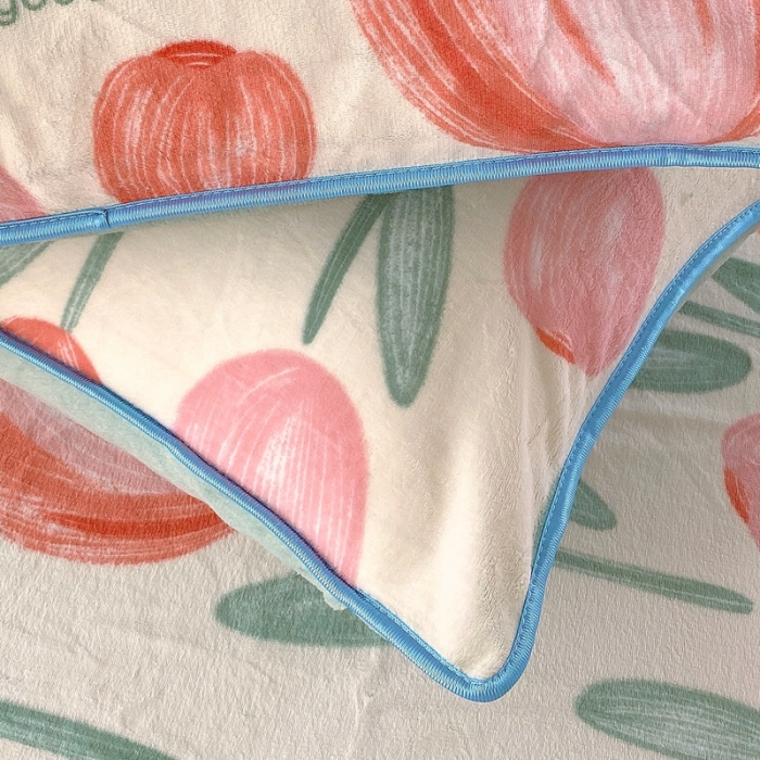 91家纺网 家纺一手货源 找家纺 金鑫汇 2022新款牛奶绒四件套系列 郁金香-粉