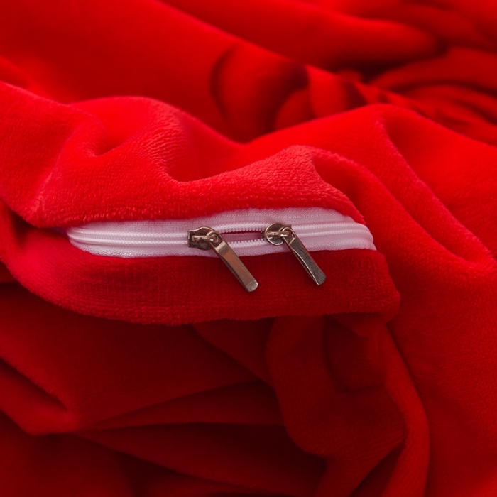 91家纺网 家纺一手货源 找家纺 金麦家纺 新款婚庆牛奶绒印花婚庆被大红喜被四件套 玫瑰情缘