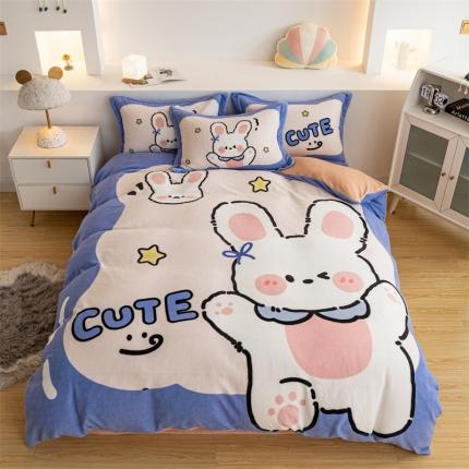 91家纺网 家纺一手货源 找家纺 （总）宅部落 2022大版卡通牛奶绒四件套法莱绒三件套