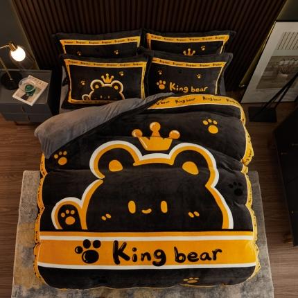 91家纺网 家纺一手货源 找家纺 （总）宅部落 2022大版卡通牛奶绒四件套法莱绒三件套