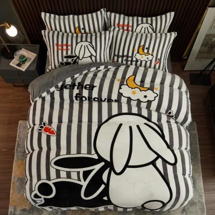 91家纺网 家纺一手货源 找家纺 （总）宅部落 2022大版卡通牛奶绒四件套法莱绒三件套