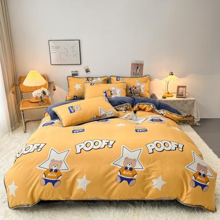 91家纺网 家纺一手货源 找家纺 （总）芃成 2022新款A棉B绒印花四件套