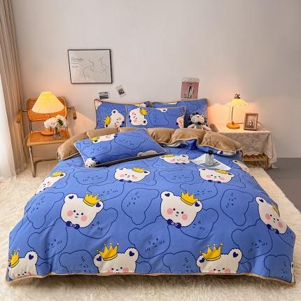 91家纺网 家纺一手货源 找家纺 （总）芃成 2022新款A棉B绒印花四件套