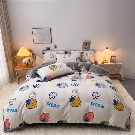 91家纺网 家纺一手货源 找家纺 （总）芃成 2022新款A棉B绒印花四件套