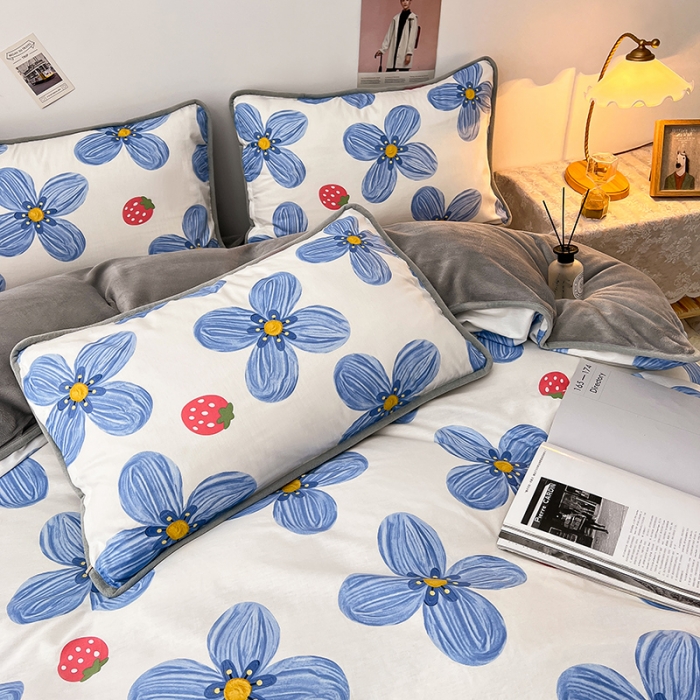 91家纺网 家纺一手货源 找家纺 芃成 2022新款A棉B绒印花四件套 初春