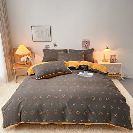 芃成 2022新款A棉B绒印花四件套 路易斯