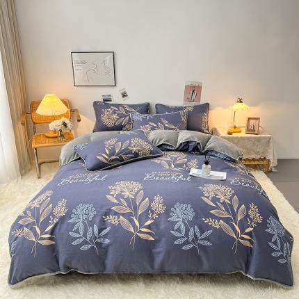 芃成 2022新款A棉B绒印花四件套 觅香