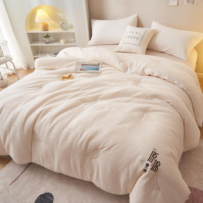 91家纺网 家纺一手货源 找家纺 （总）九花鹿 2024新款A类全棉华夫格提花大豆被冬被春秋被