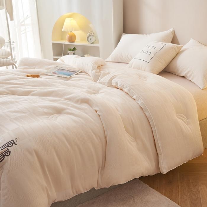 91家纺网 家纺一手货源 找家纺 （总）九花鹿 2024新款A类全棉华夫格提花大豆被冬被春秋被