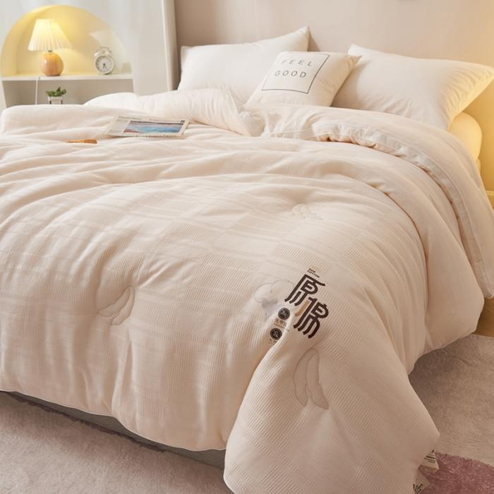 91家纺网 家纺一手货源 找家纺 （总）九花鹿 2024新款A类全棉华夫格提花大豆被冬被春秋被