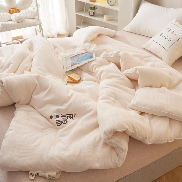 91家纺网 家纺一手货源 找家纺 （总）九花鹿 2024新款A类全棉华夫格提花大豆被冬被春秋被