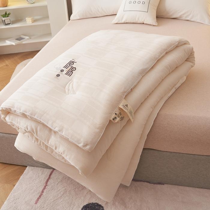 91家纺网 家纺一手货源 找家纺 （总）九花鹿 2024新款A类全棉华夫格提花大豆被冬被春秋被