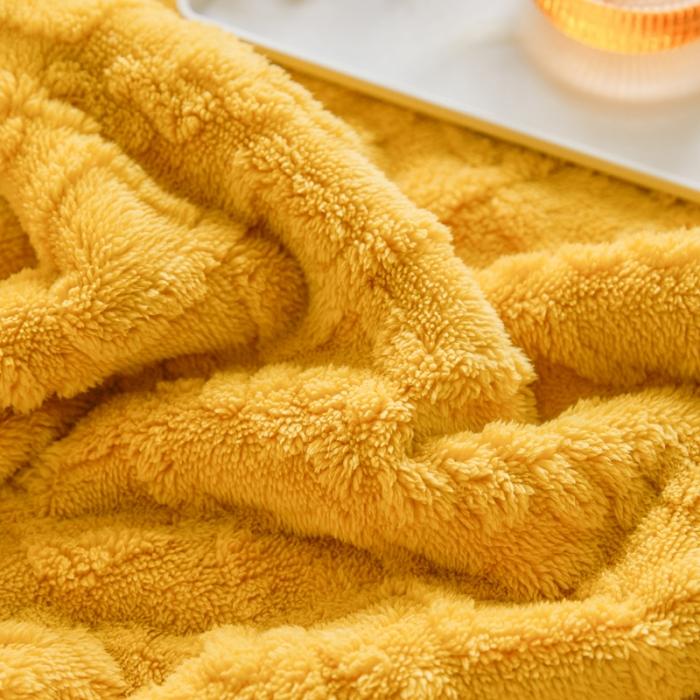 91家纺网 家纺一手货源 找家纺 启优—2022新款AB版双层加厚提花塔芙绒羊羔绒毛毯