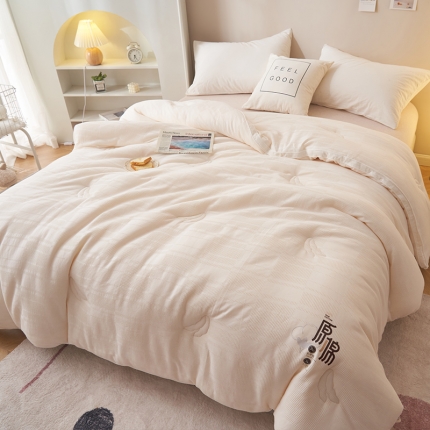 91家纺网 家纺一手货源 找家纺 （总）九花鹿 2024新款A类全棉华夫格提花大豆被冬被春秋被