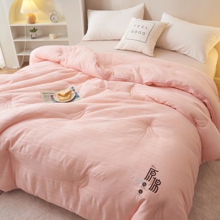 91家纺网 家纺一手货源 找家纺 （总）九花鹿 2024新款A类全棉华夫格提花大豆被冬被春秋被