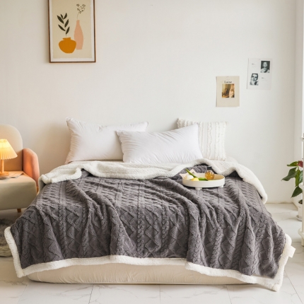 91家纺网 家纺一手货源 找家纺 启优—2022新款AB版双层加厚提花塔芙绒羊羔绒毛毯