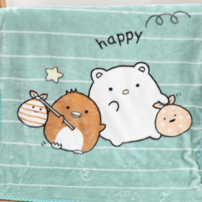 91家纺网 家纺一手货源 找家纺 云毯儿童毯婴儿宝宝毯空调毯午睡毯幼儿园双层毛毯萌鸡小熊-淡绿