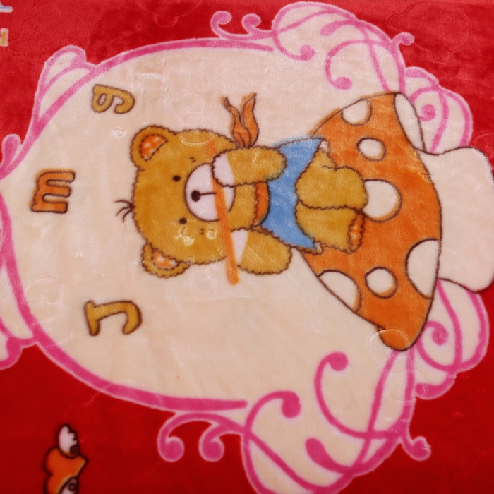 91家纺网 家纺一手货源 找家纺 云毯儿童毯婴儿宝宝毯空调毯午睡毯幼儿园双层毛毯蘑菇小熊-大红