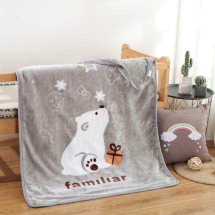 云毯儿童毯婴儿宝宝毯空调毯午睡毯幼儿园双层毛毯 雪花熊-灰