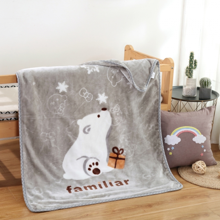 91家纺网 家纺一手货源 找家纺 云毯儿童毯婴儿宝宝毯空调毯午睡毯幼儿园双层毛毯 雪花熊-灰