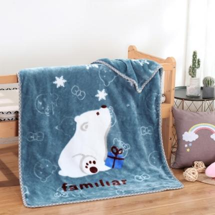 云毯儿童毯婴儿宝宝毯空调毯午睡毯幼儿园双层毛毯 雪花熊-蓝灰