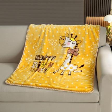 云毯儿童毯婴儿宝宝毯空调毯午睡毯幼儿园双层毛毯长颈鹿宝宝黄色