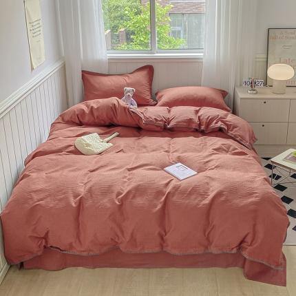 91家纺网 家纺一手货源 找家纺 （总）静家居 202460s华夫格提花贝壳针四件套-保罗