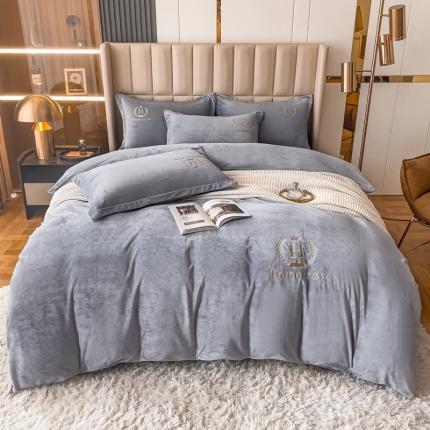 91家纺网 家纺一手货源 找家纺 （总）卡初 2022新款秋冬高克重刺绣宝宝绒四件套