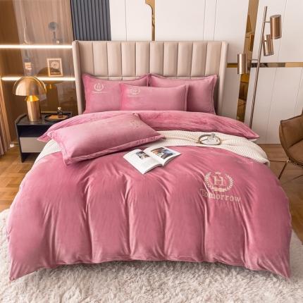 91家纺网 家纺一手货源 找家纺 （总）卡初 2022新款秋冬高克重刺绣宝宝绒四件套