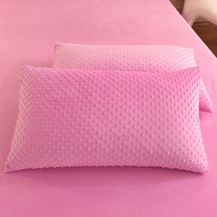 91家纺网 家纺一手货源 找家纺 艾米家居  2022新款秋冬豆豆绒宝宝绒四件套 玫红