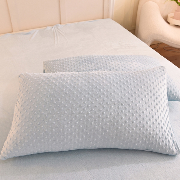 91家纺网 家纺一手货源 找家纺 艾米家居  2022新款秋冬豆豆绒宝宝绒四件套 蓝