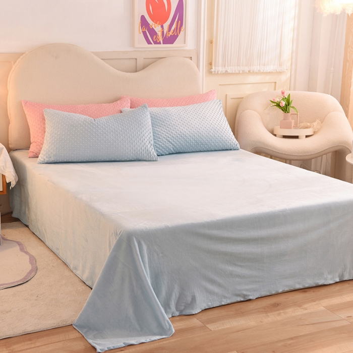 91家纺网 家纺一手货源 找家纺 艾米家居  2022新款秋冬豆豆绒宝宝绒四件套 蓝