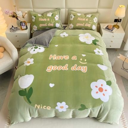 91家纺网 家纺一手货源 找家纺 （总）2022懒猫家纺大版卡通印花牛奶绒四件套