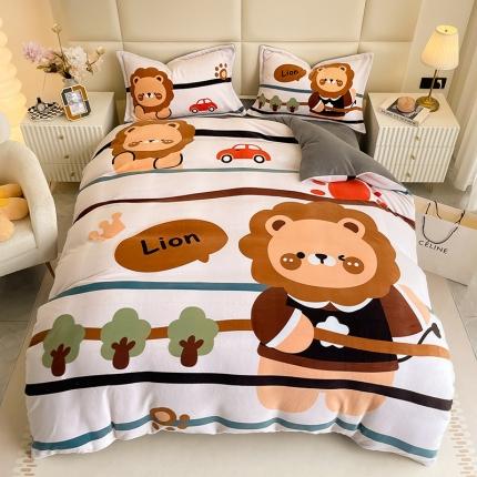 91家纺网 家纺一手货源 找家纺 （总）2022懒猫家纺大版卡通印花牛奶绒四件套