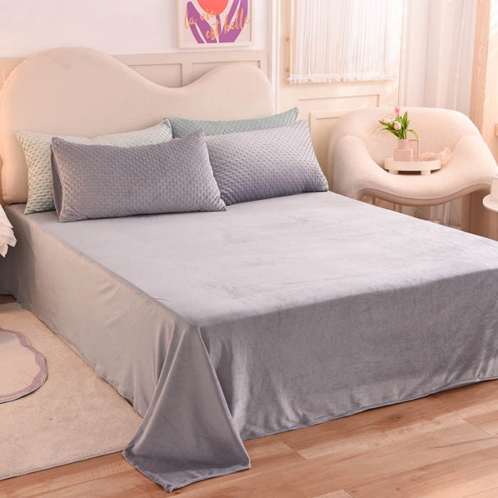 91家纺网 家纺一手货源 找家纺 艾米家居  2022新款秋冬豆豆绒宝宝绒四件套 灰