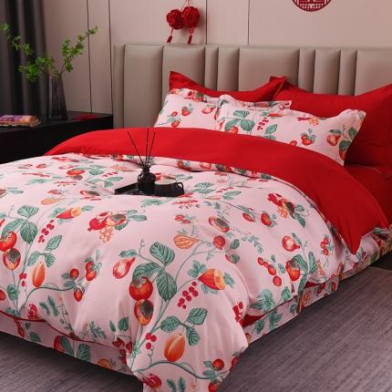 91家纺网 家纺一手货源 找家纺 总2022金麦爆款婚庆磨毛系列磨毛印花四件套