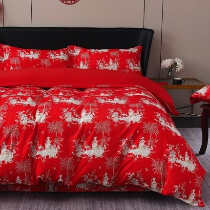 91家纺网 家纺一手货源 找家纺 2022金麦爆款婚庆系列印花四件套 云雅